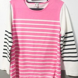 J. Crew Neon Striped 3/4 Sleeve Size M